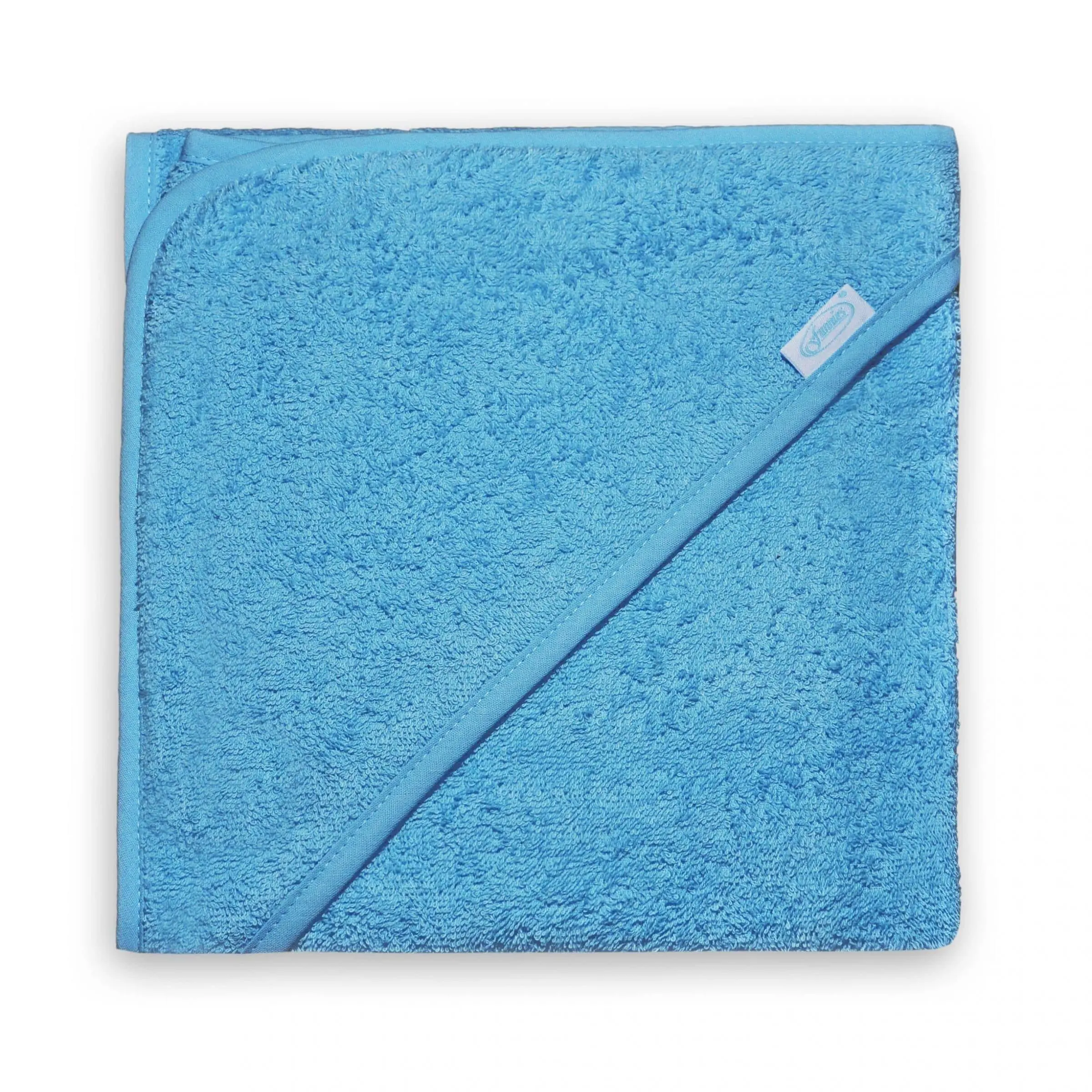 Badcape met naam blauw