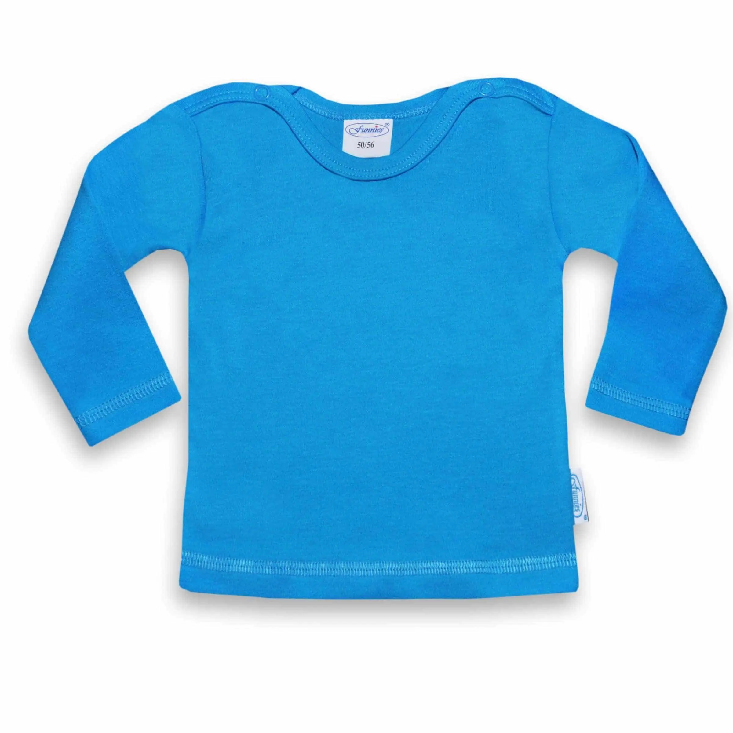 T-shirt lange mouw turquoise 50-56 met naam - Afbeelding 2
