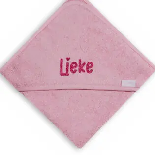 Badcape baby roze met naam