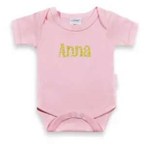 Romper korte mouw baby roze met naam
