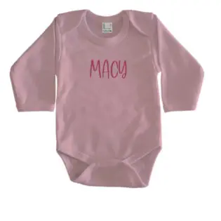 Romper lange mouw roze met naam