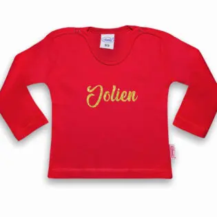 T-shirt lange mouw fuchsia 50-56 met naam