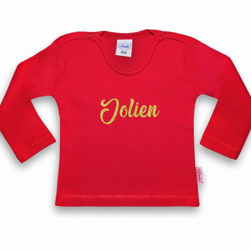 Hallo Baby T-shirt lange mouw fuchsia 50-56 met naam 1 T-shirt lange mouw fuchsia 50-56 met naam