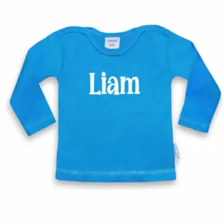 T-shirt lange mouw turquoise 50-56 met naam
