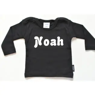 T-shirt lange mouw zwart 50-56 met naam