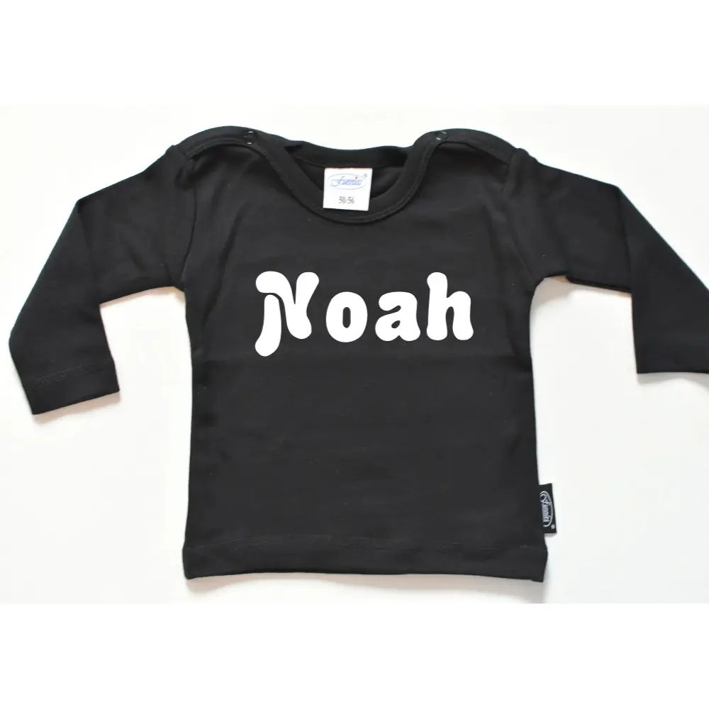 T-shirt lange mouw zwart 50-56 met naam