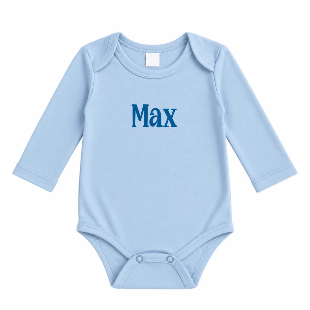 Romper lange mouw blauw met naam
