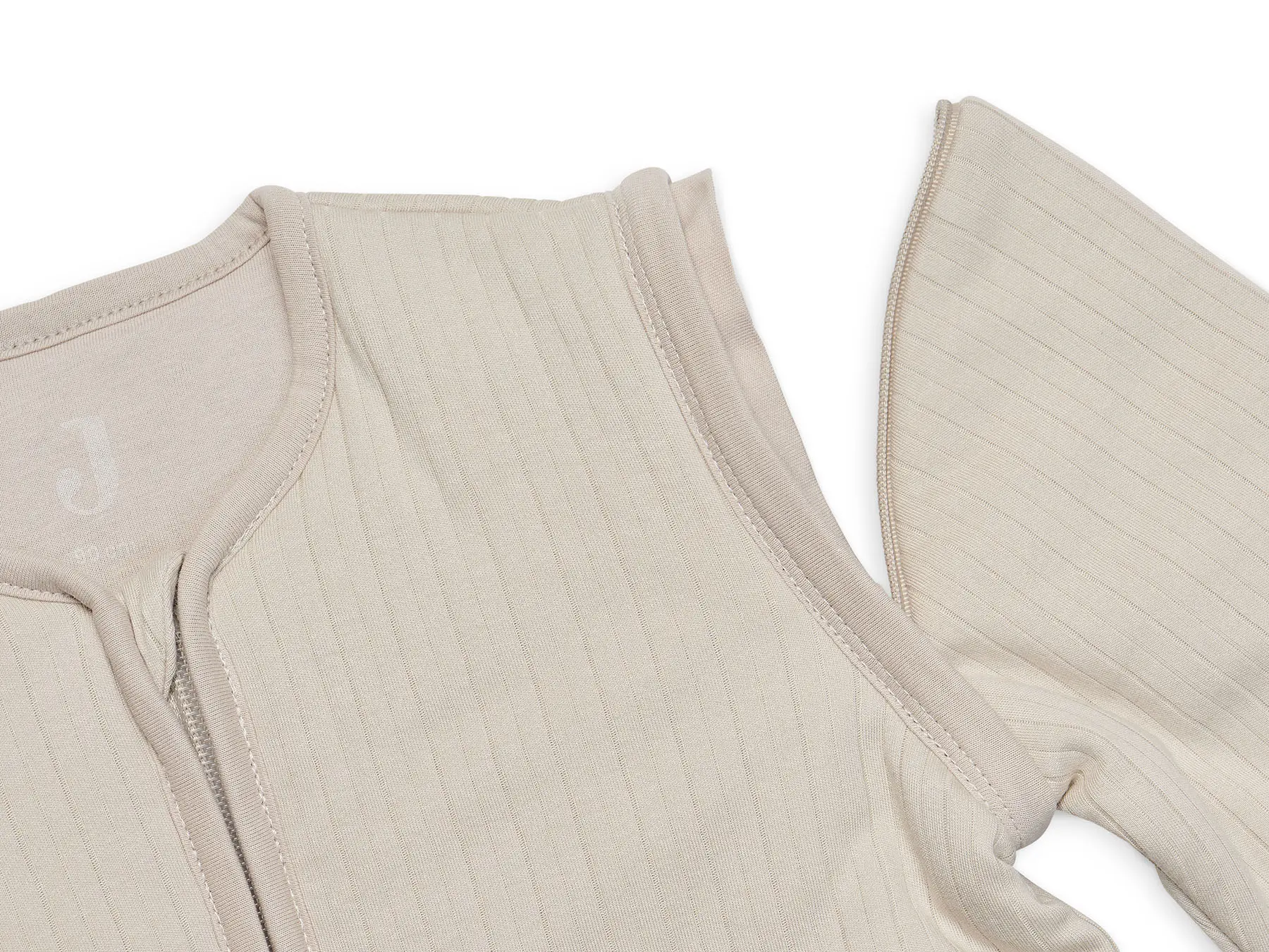 Jollein slaapzak 70cm Basic Stripe Nougat met Afritsbare Mouw met naam - Afbeelding 2