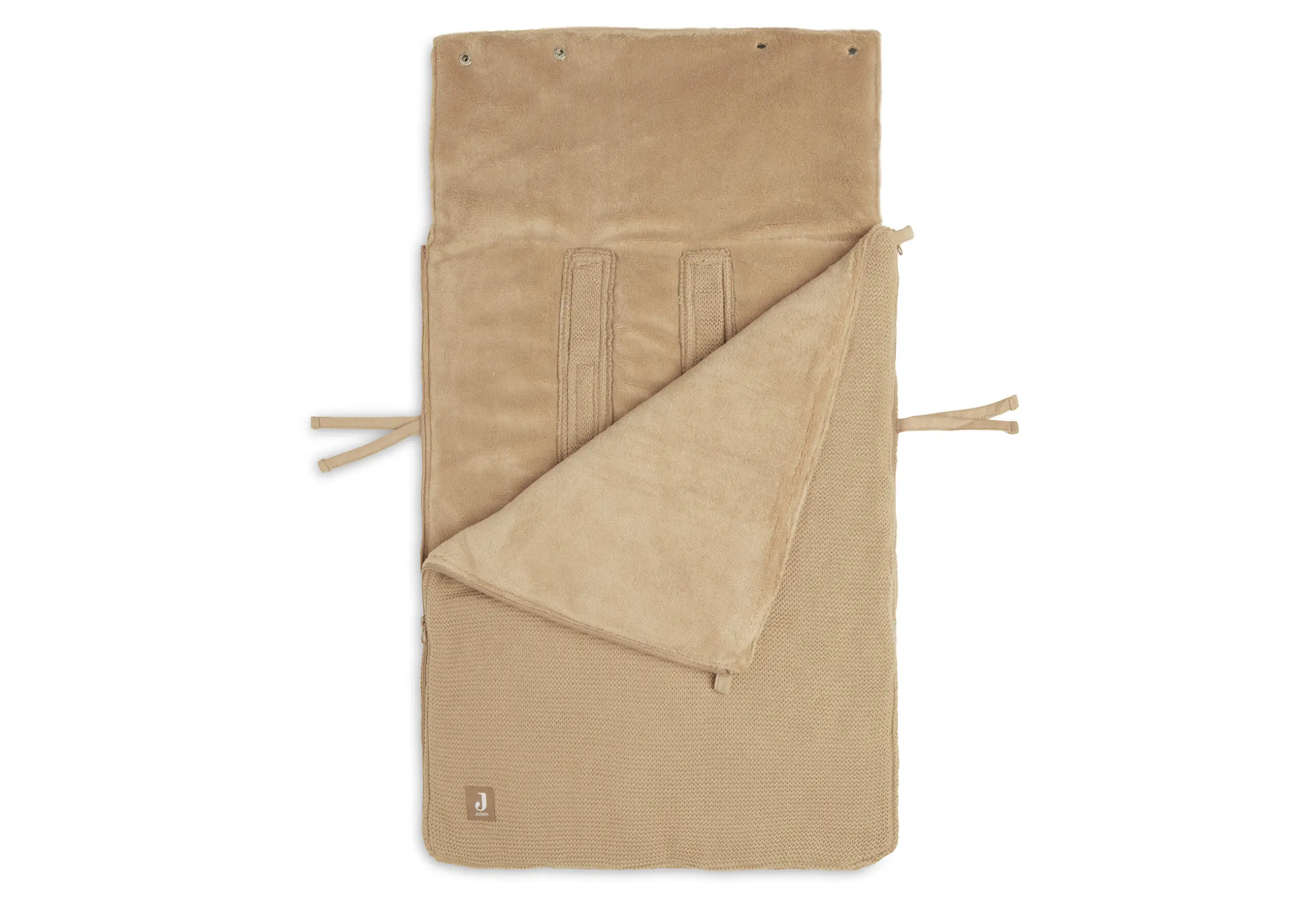 Jollein voetenzak voor autostoel en kinderwagen basic knit biscuit met naam - Afbeelding 4