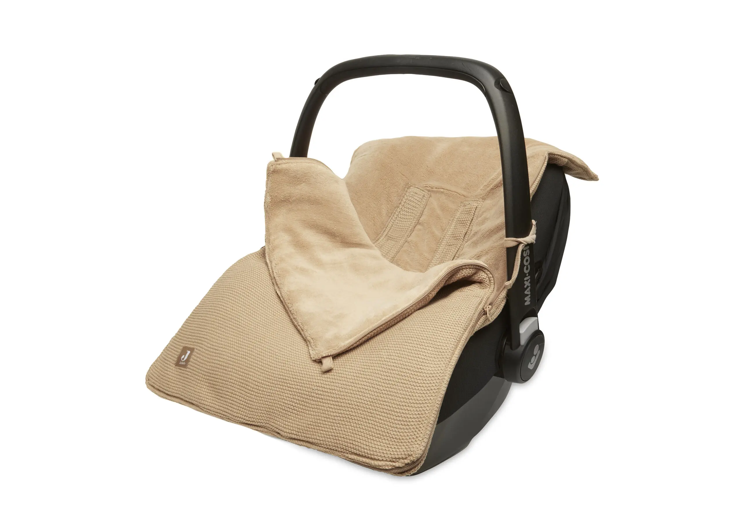 Jollein voetenzak voor autostoel en kinderwagen basic knit biscuit met naam