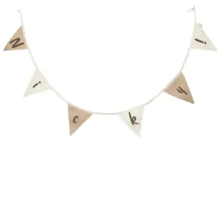 Jollein vlaggenlijn met naam party collection biscuit/Ivory