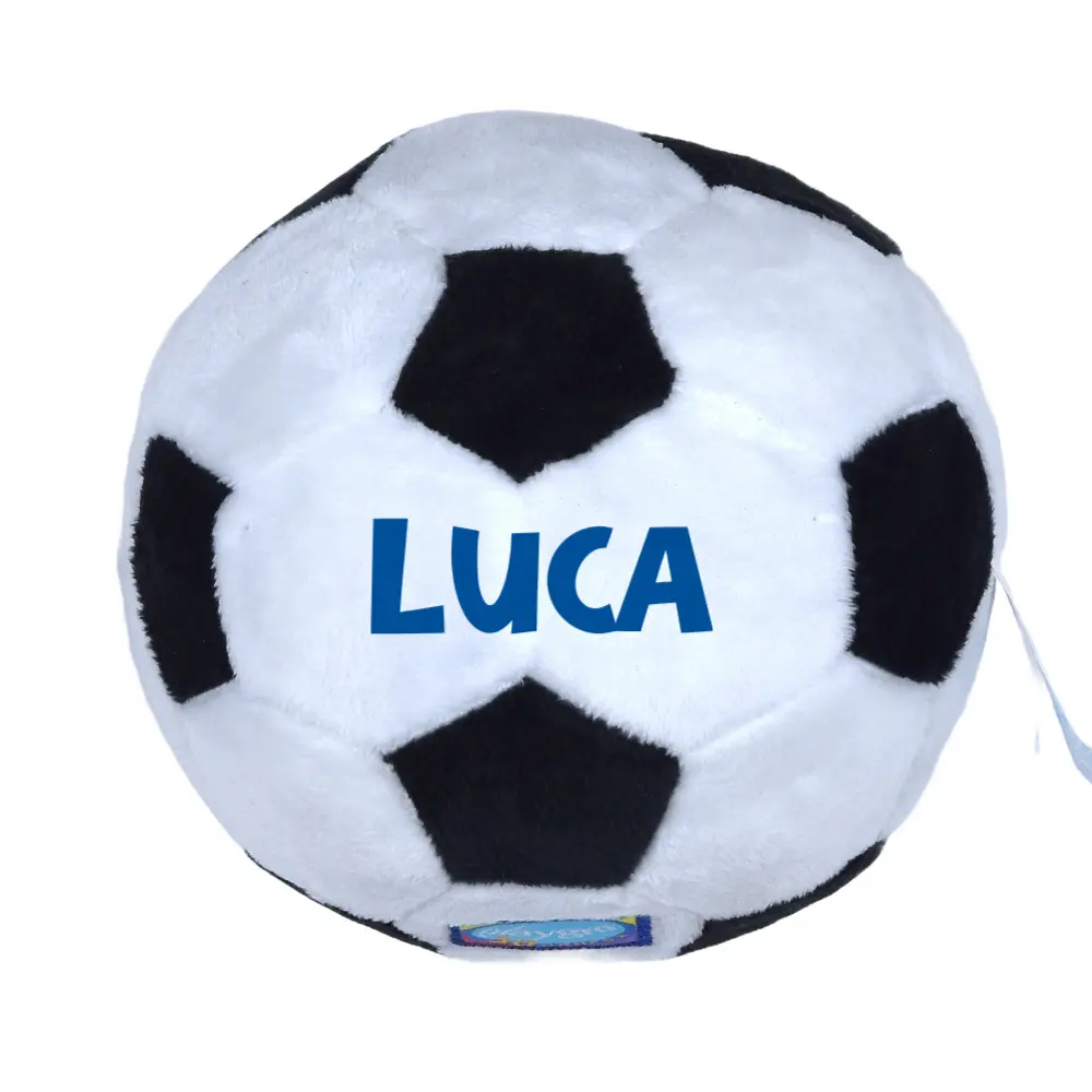 Playgro voetbal rammelbal met naam baby 13cm - detail naam bedrukking