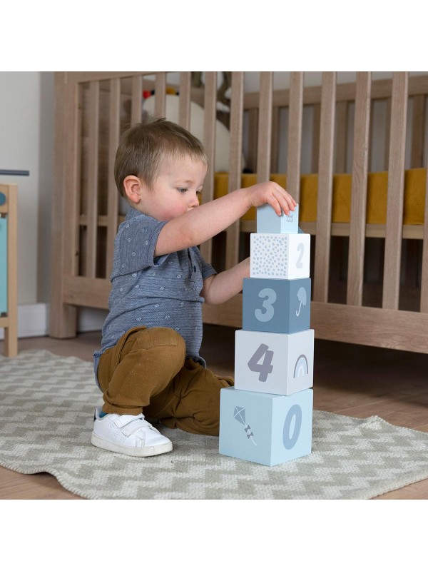 Hallo Baby - label label stacking blocks numbers blue 1