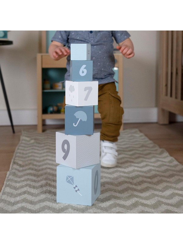 Hallo Baby - label label stacking blocks numbers blue 5