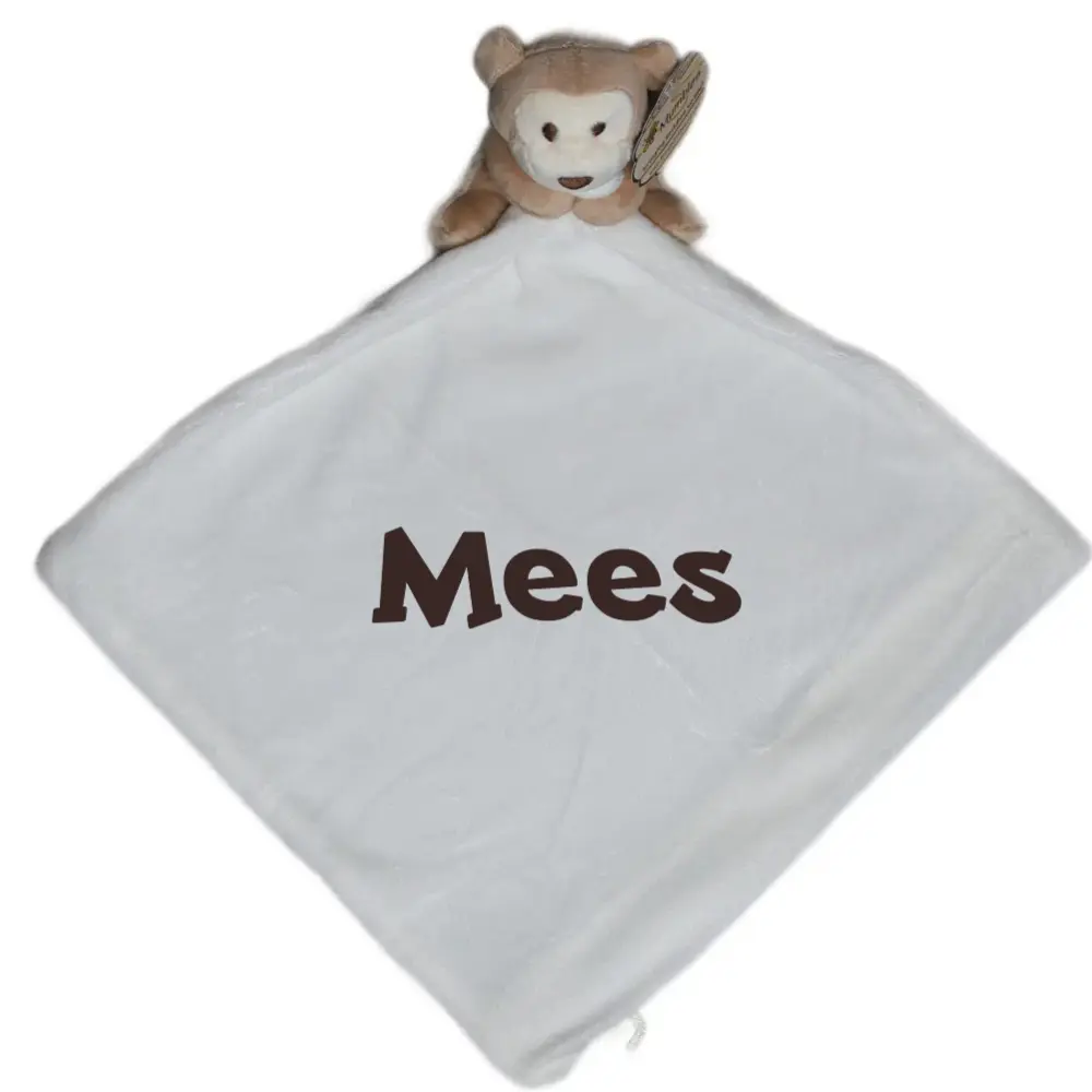 Hallo Baby Knuffelaapje dekbed met rammelaar 30×30 cm met naam 1 Knuffelaapje dekbed met rammelaar 30×30 cm met naam