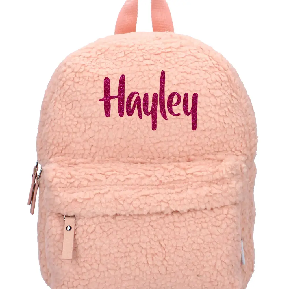 Hallo Baby Teddy rugzak met naam Pret Be Soft and Kind roze 1 Teddy rugzak met naam Pret Be Soft and Kind roze