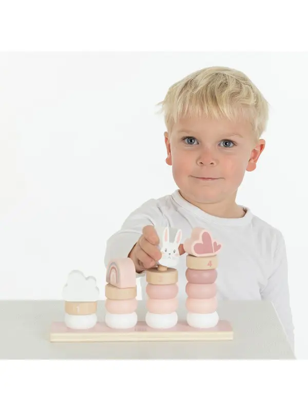 Label Label houten stapeltoren met naam roze - Afbeelding 12