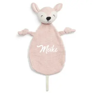 Jollein knuffeldoekje hert met naam roze