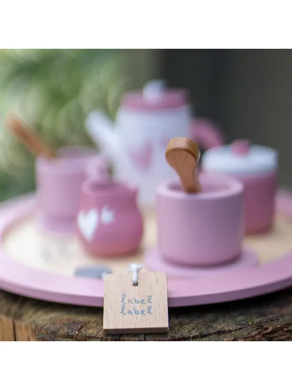 Label Label houten thee set met naam roze - Afbeelding 4