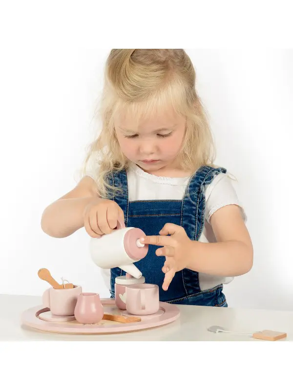 Label Label houten thee set met naam roze - Afbeelding 5
