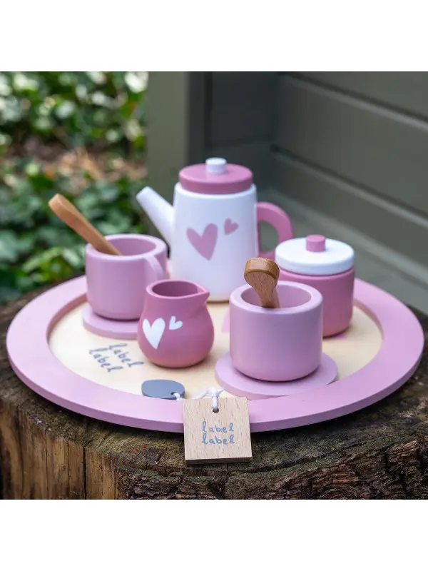 Label Label houten thee set met naam roze - Afbeelding 6