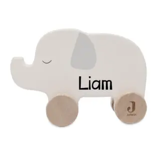 Jollein houten olifant op wielen met naam Jungle Jambo