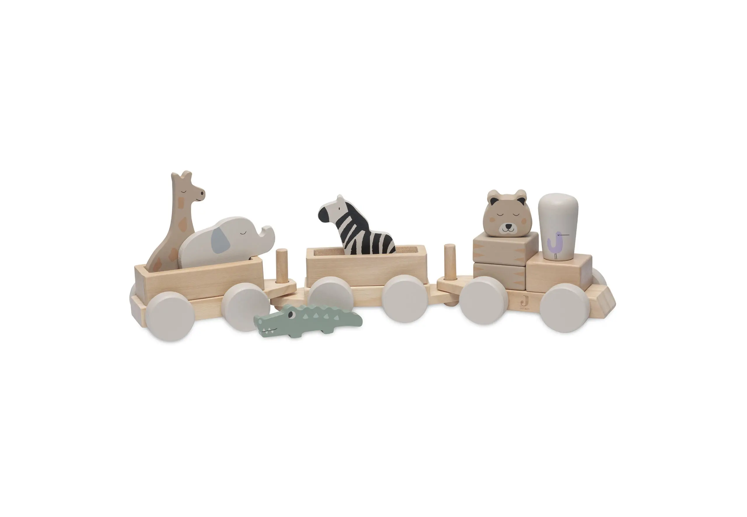 Hallo Baby Jollein houten Speelgoedtrein met naam Jungle Jambo 3 Jollein houten Speelgoedtrein Jungle Jambo