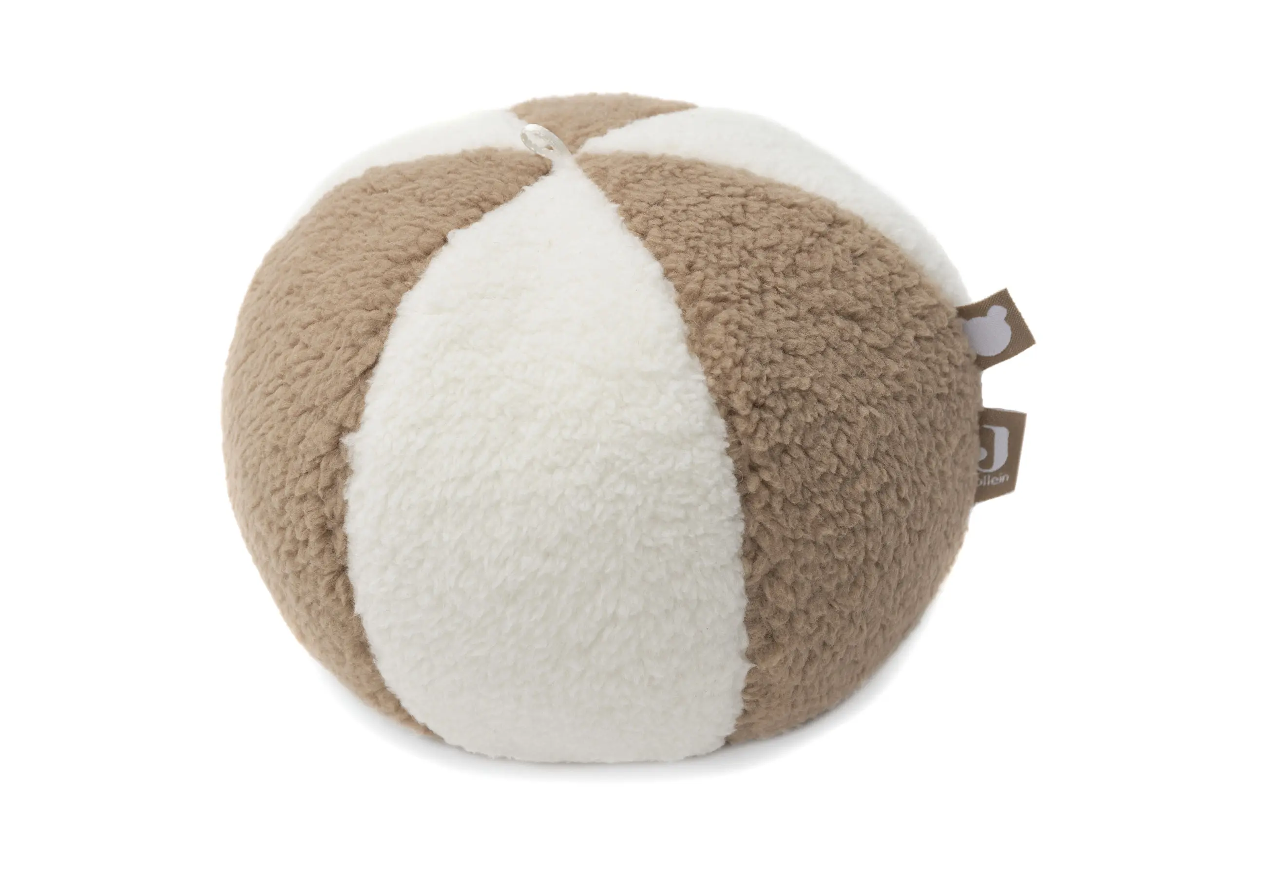 Jollein stoffen Speelbal met naam Ivory/Biscuit