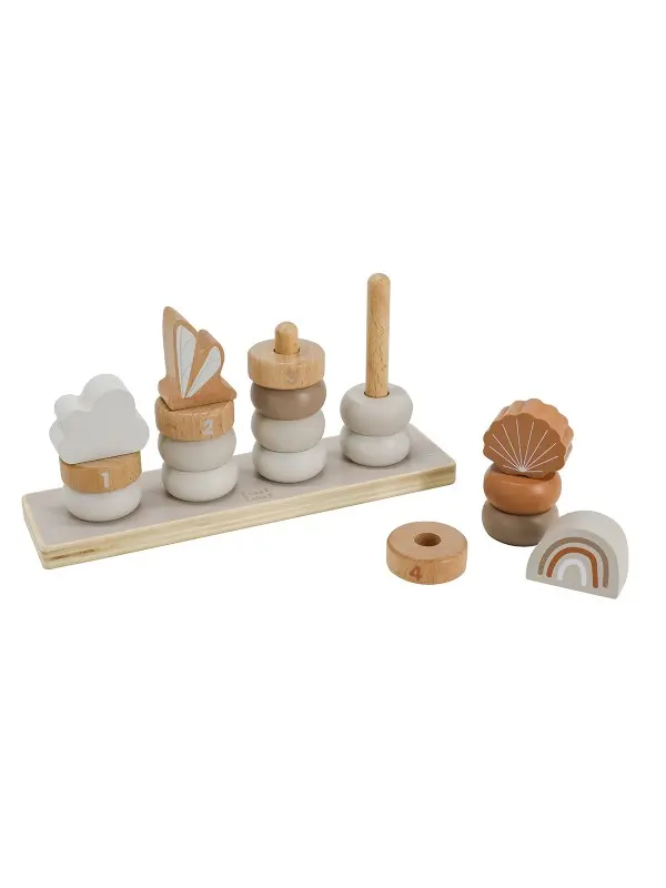 Label Label houten stapeltoren met naam nougat
