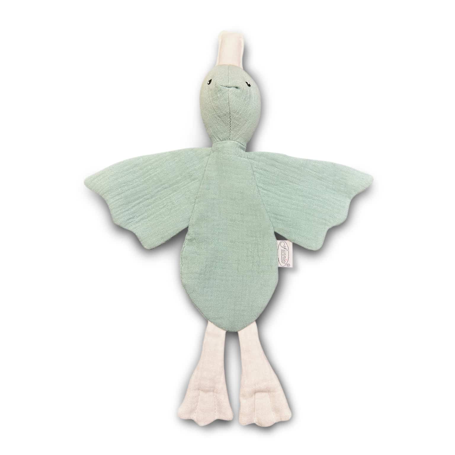 Hallo Baby Tutdoekje met naam Eend Stone green 3 Tutdoekje met naam Eend Stone green