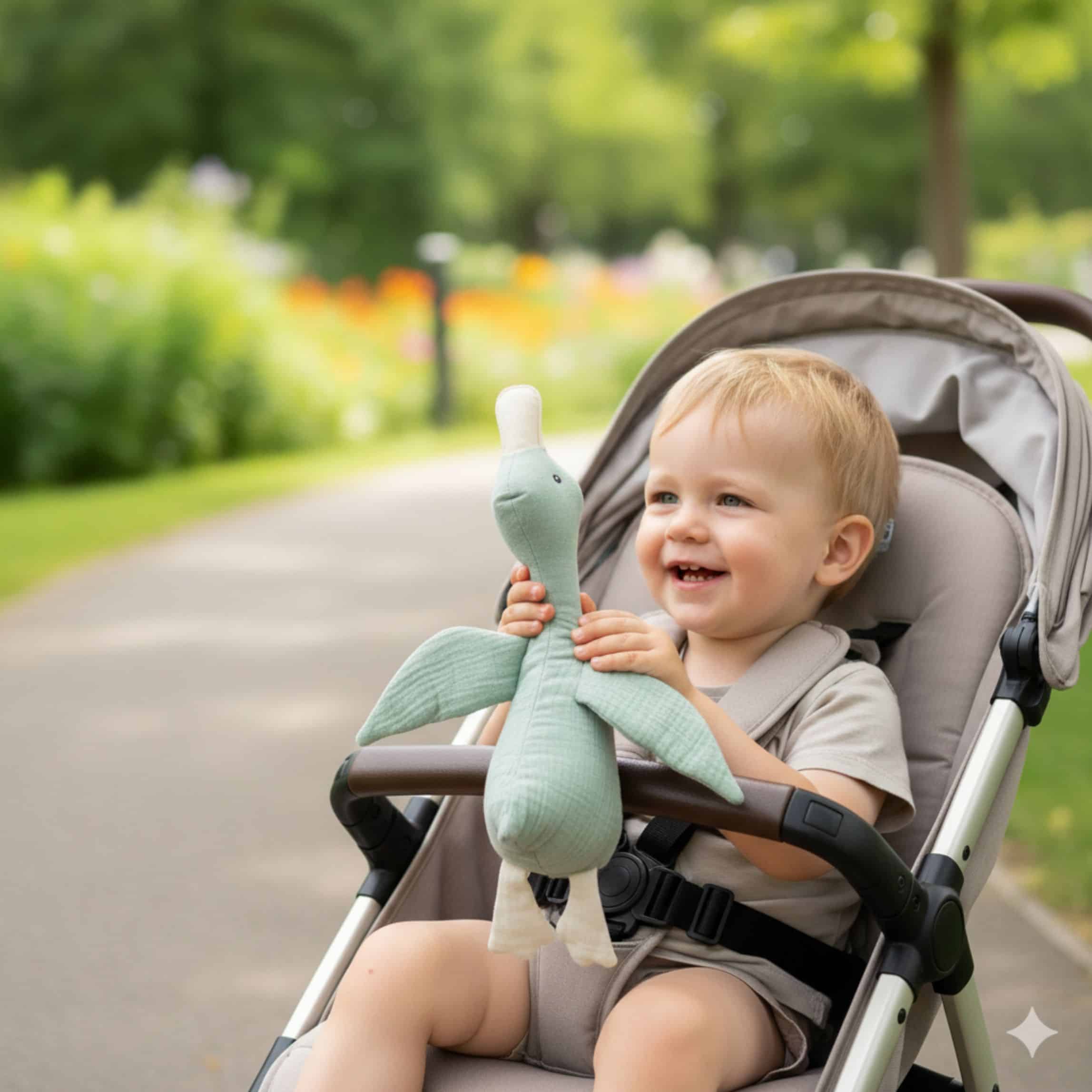 Hallo Baby Knuffel met naam Eend Stone green 3 Knuffel met naam Eend Stone green