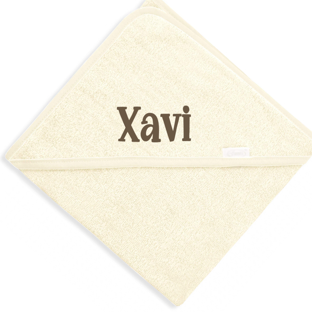 Hallo Baby Badcape ecru met naam 2 Badcape ecru met naam - Afbeelding 2