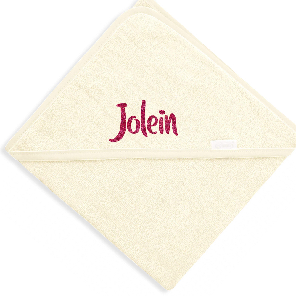 Hallo Baby Badcape ecru met naam 1 Badcape ecru met naam