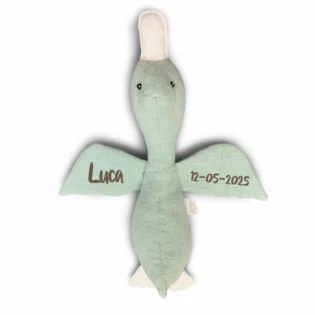 Knuffel met naam Eend Stone green