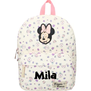 Rugzak met naam Minnie Mouse Bloom Bags - voorkant beige