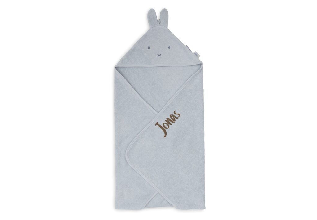 Jollein Nijntje Baby Badcape met Naam - Gepersonaliseerd - Cloudy Blue