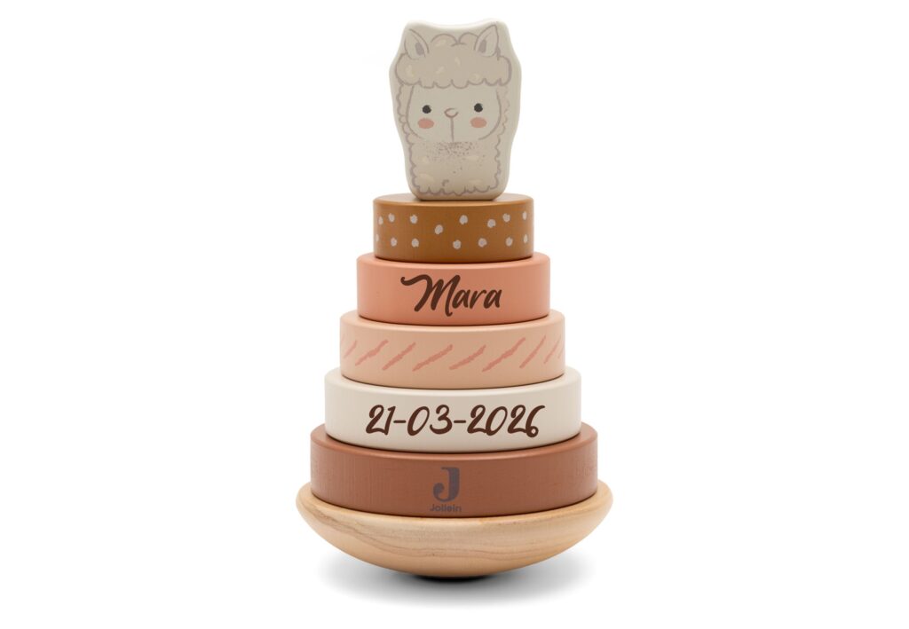 Jollein Houten Stapelaar Alpaca Paco - Gepersonaliseerd met Naam & Geboortedatum